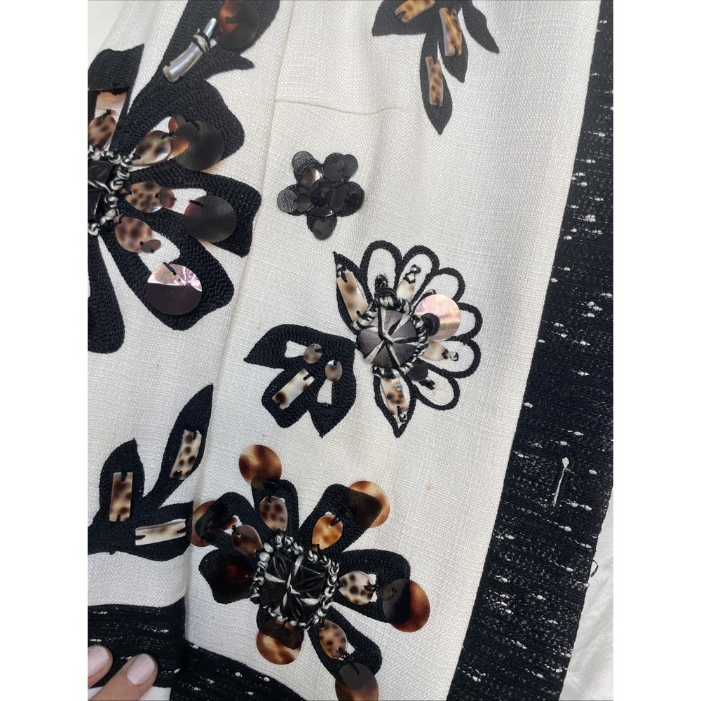 Escada cropped blazer Ivory black beaded size 36 - Picture 4 of 9